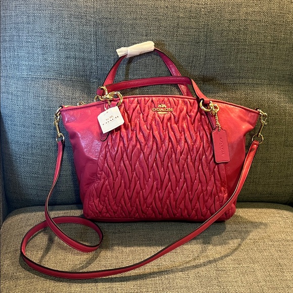 Coach Handbags - Coach Kelsy Pink Quilted Shoulder Bag in Twist Leather NWT